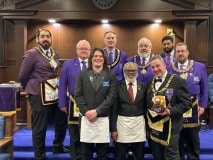 Grand Council officers with two new Royal Masters